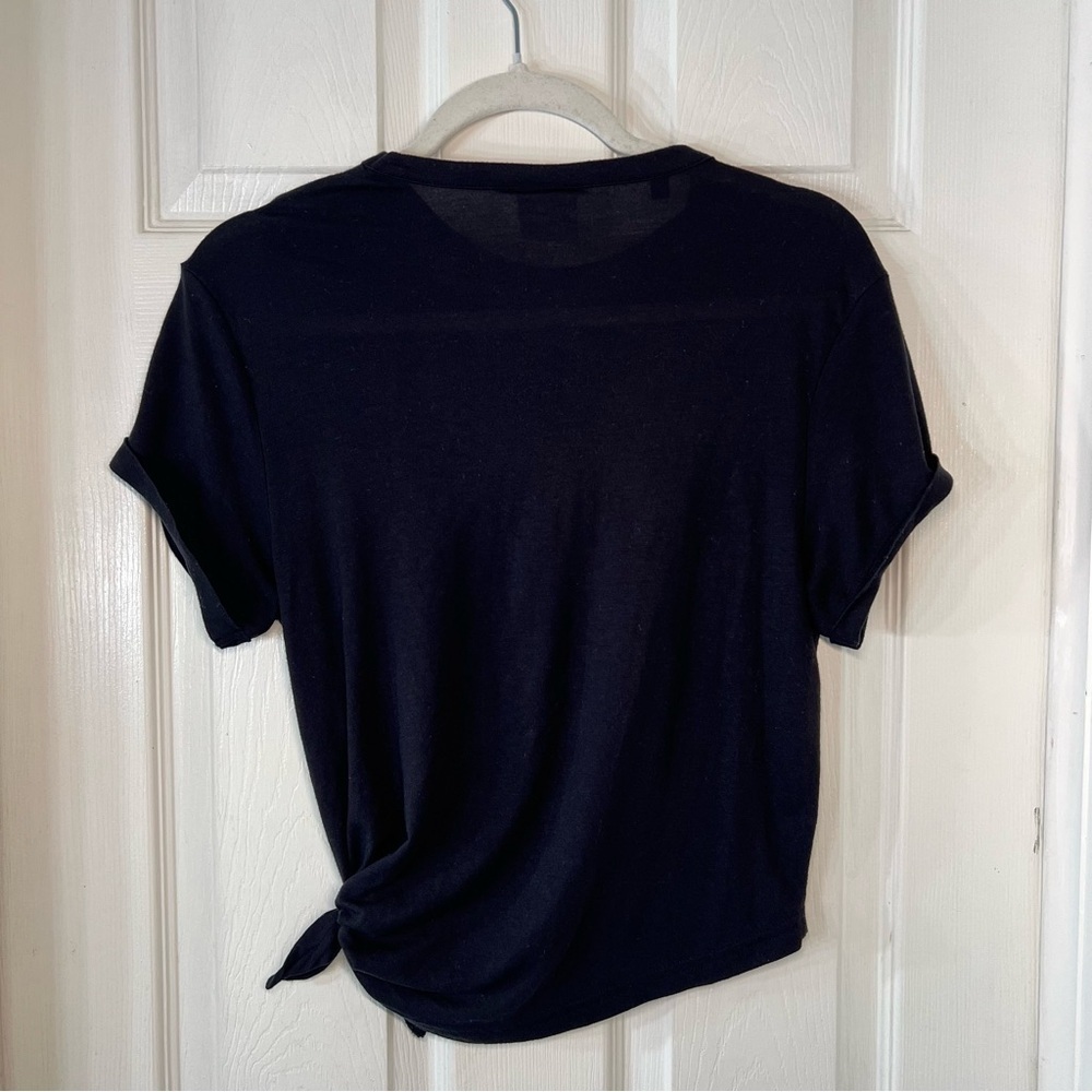Gymshark Essential Tee Asymmetrical Split Side Knot Tie Black Size Small T-Shirt - Picture 3 of 8